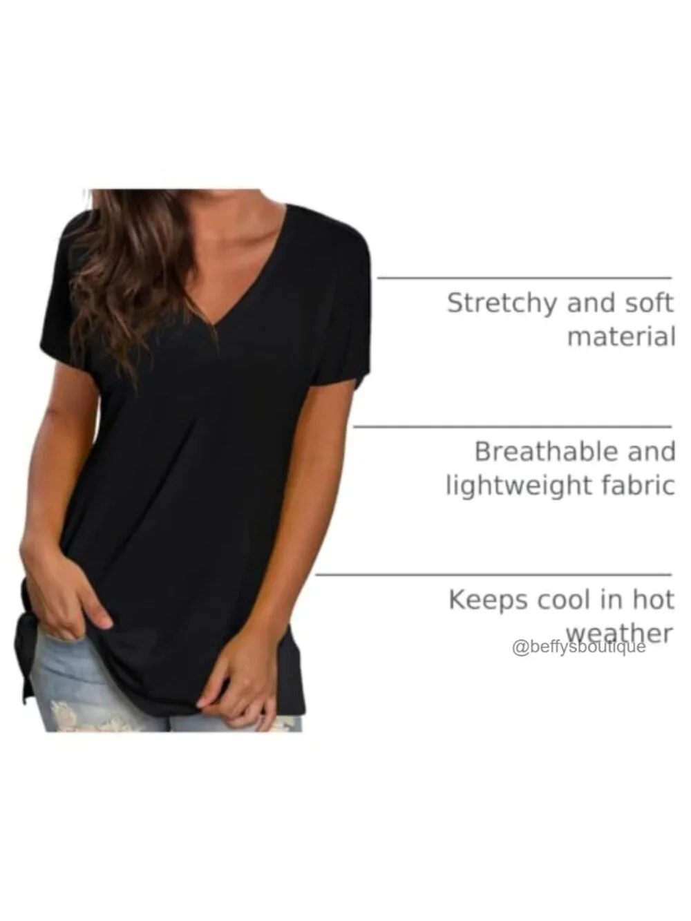 Women's V-Neck Tee Loose Fit Short Sleeve Casual Top Floral Print